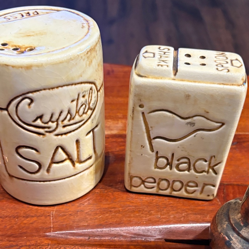 Mccoy Cream and Black Ceramic Salt & Pepper Shakers